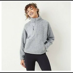 New joylab gray 1/2 zip pullover Sherpa sweatshirt jacket L